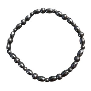 Hematite Beaded Black Stretch Bracelet